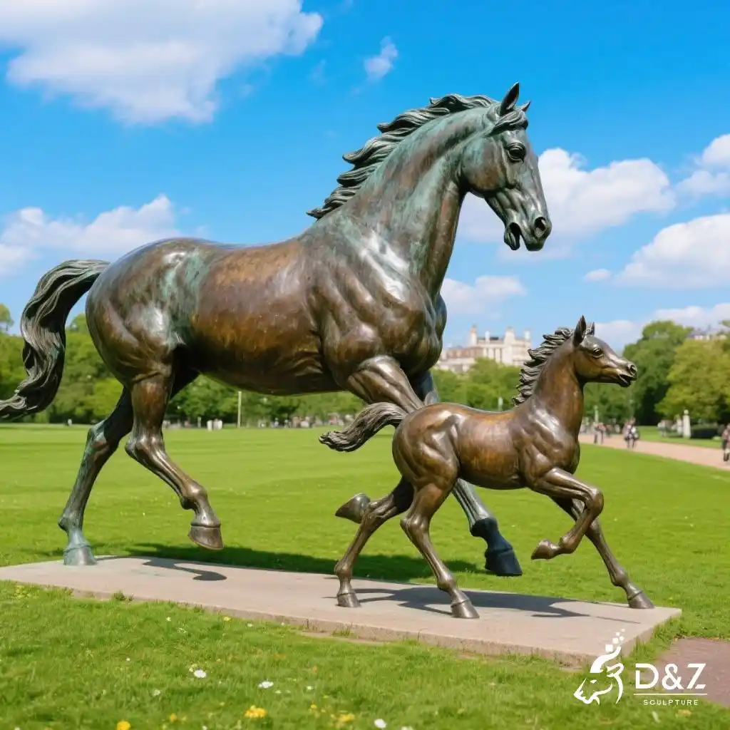 Bronze Mare and Foal Statue Lifelike Horse Statues DZN257 Bronze Mare and Foal Statue Lifelike Horse Statues DZN257-3
