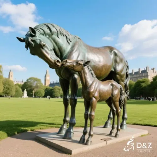Bronze Mare and Foal Statue Lifelike Horse Statues DZN257-6