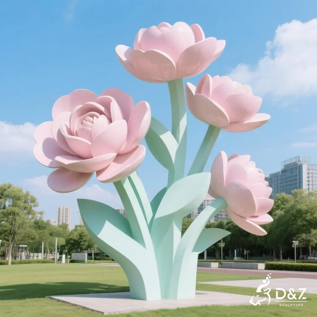 10 Large Metal Flower Sculptures for Outdoor Landmarks 4