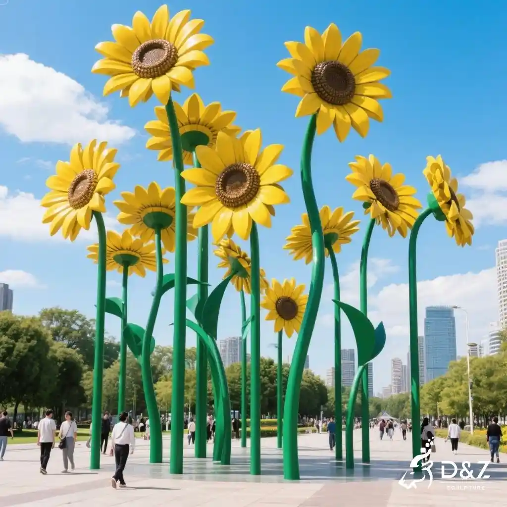10 Large Metal Flower Sculptures for Outdoor Landmarks 8