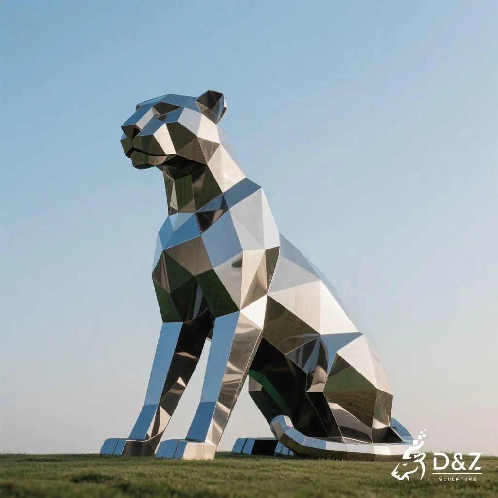 Geometric Leopard Sculpture for Sale | Metal Animal Art DZN271-4