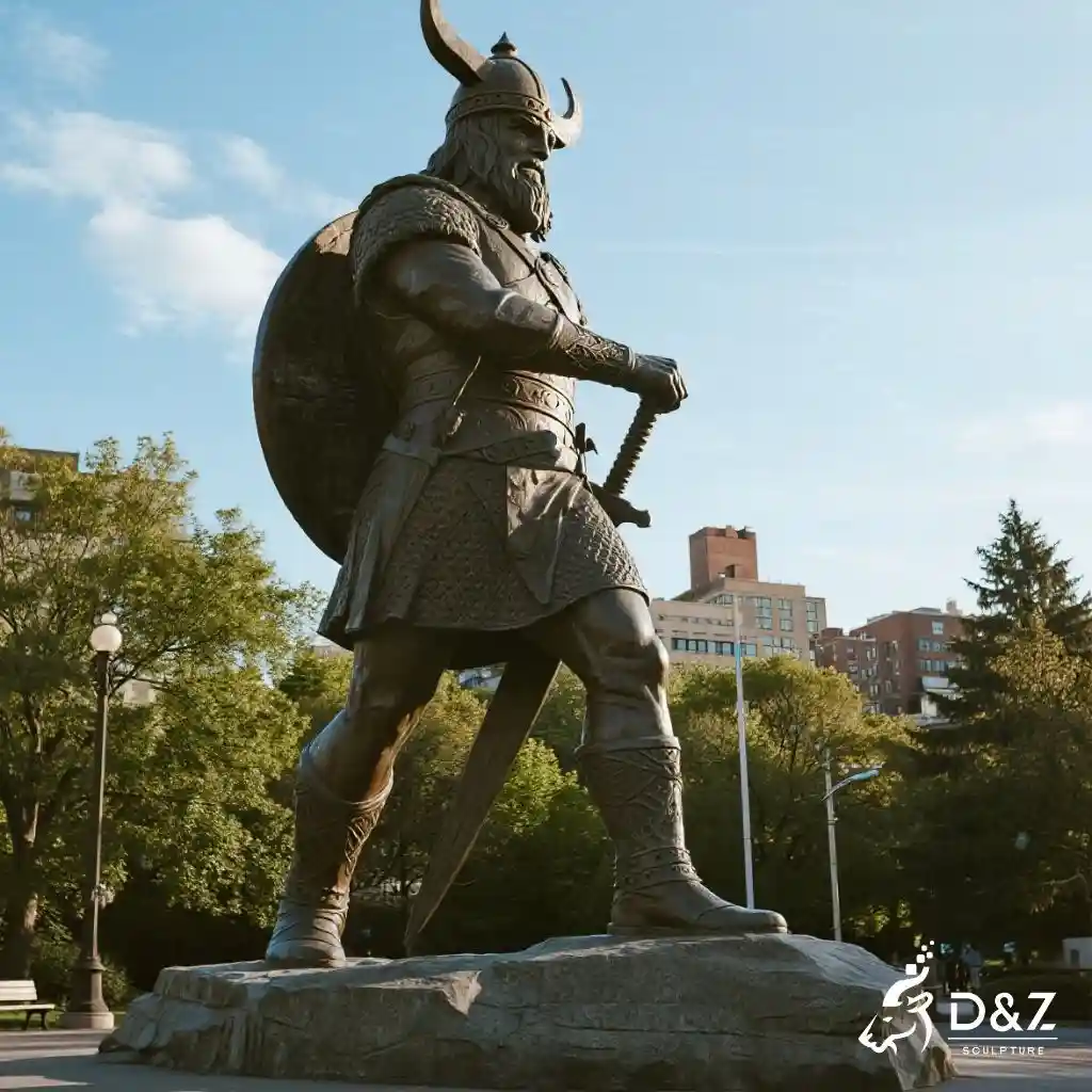 Large Bronze Viking Statue - Outdoor Warrior Sculpture DZN279-4