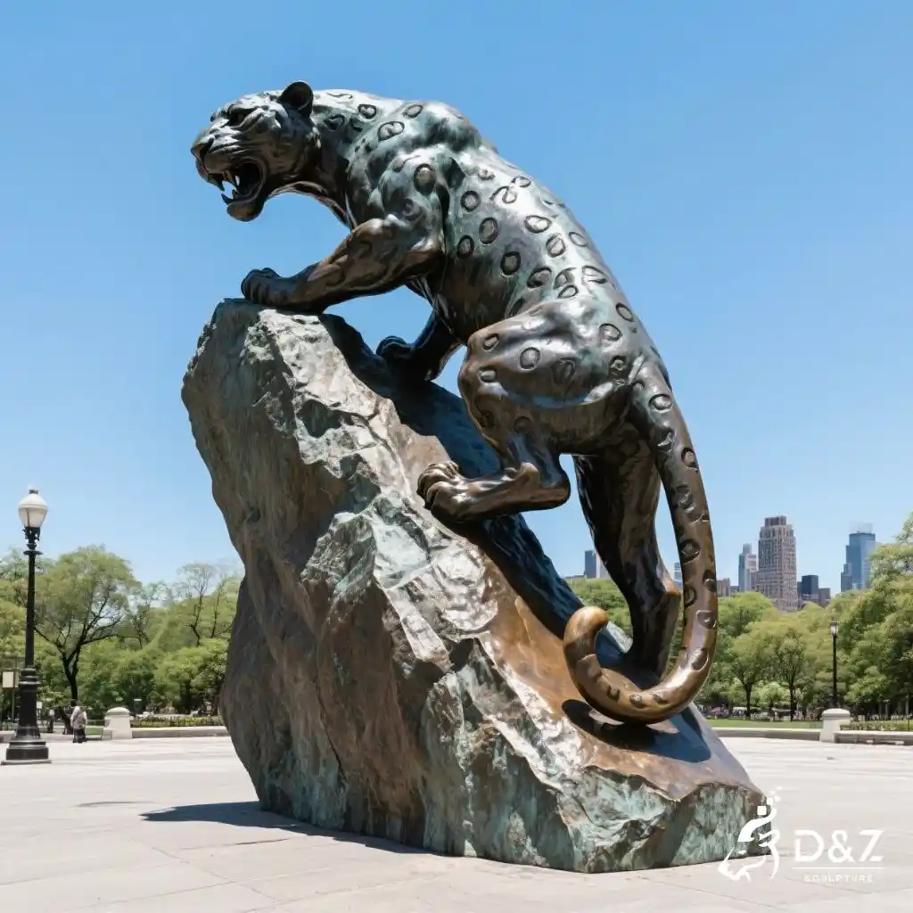Outdoor Majestic Bronze Jaguar Statue for Sale DZN25‌-4