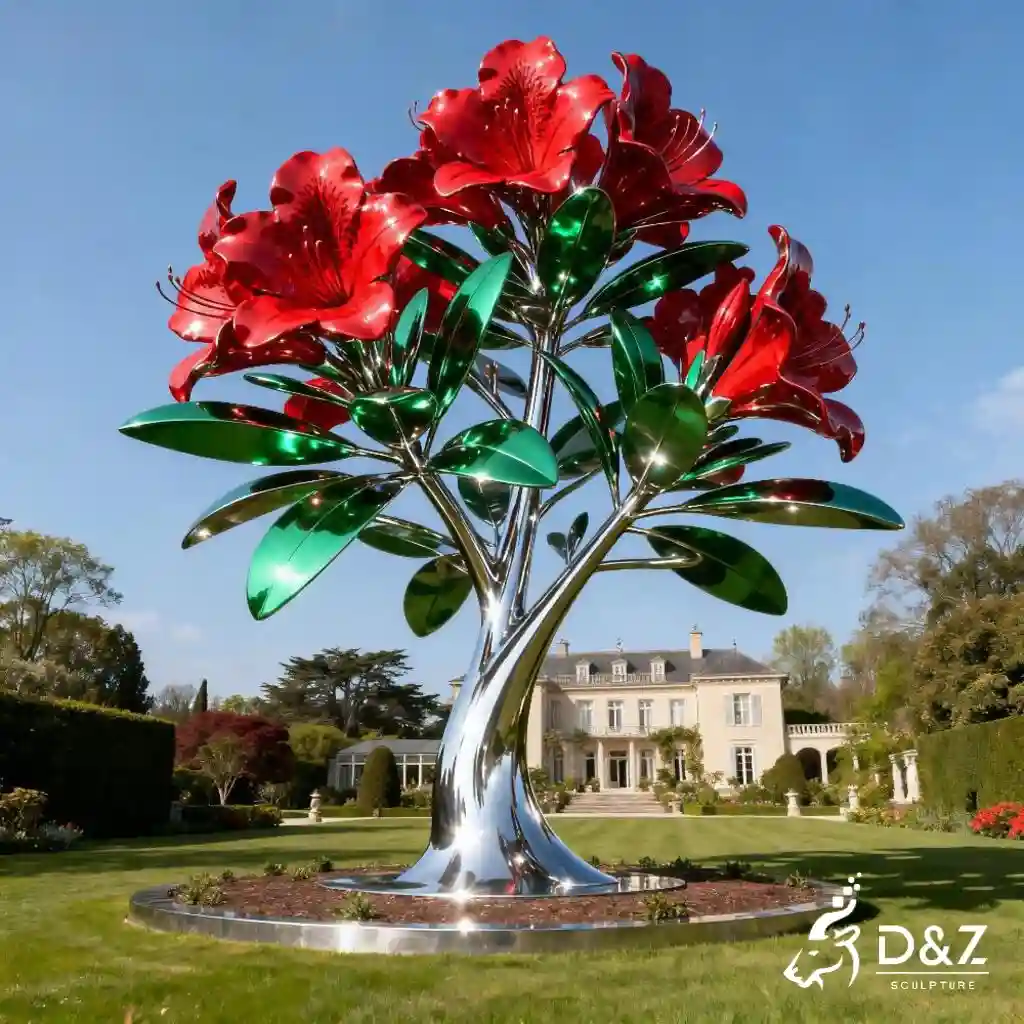 Rhododendron Metallic Flower Sculpture Azalea Decor DZN283-3