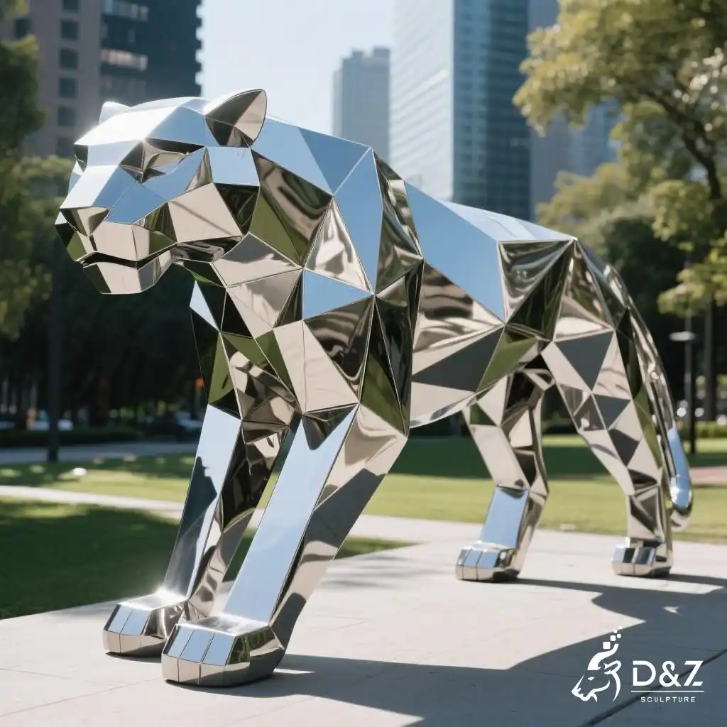 Geometric Leopard Sculpture for Sale | Metal Animal Art DZN271-5