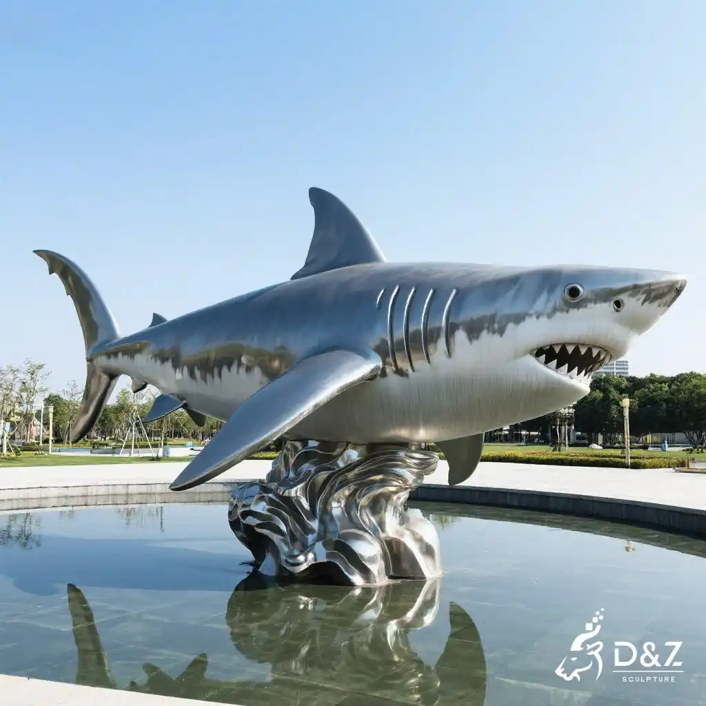 Large Metal Shark Sculpture | Outdoor Animal Art DZN260-5