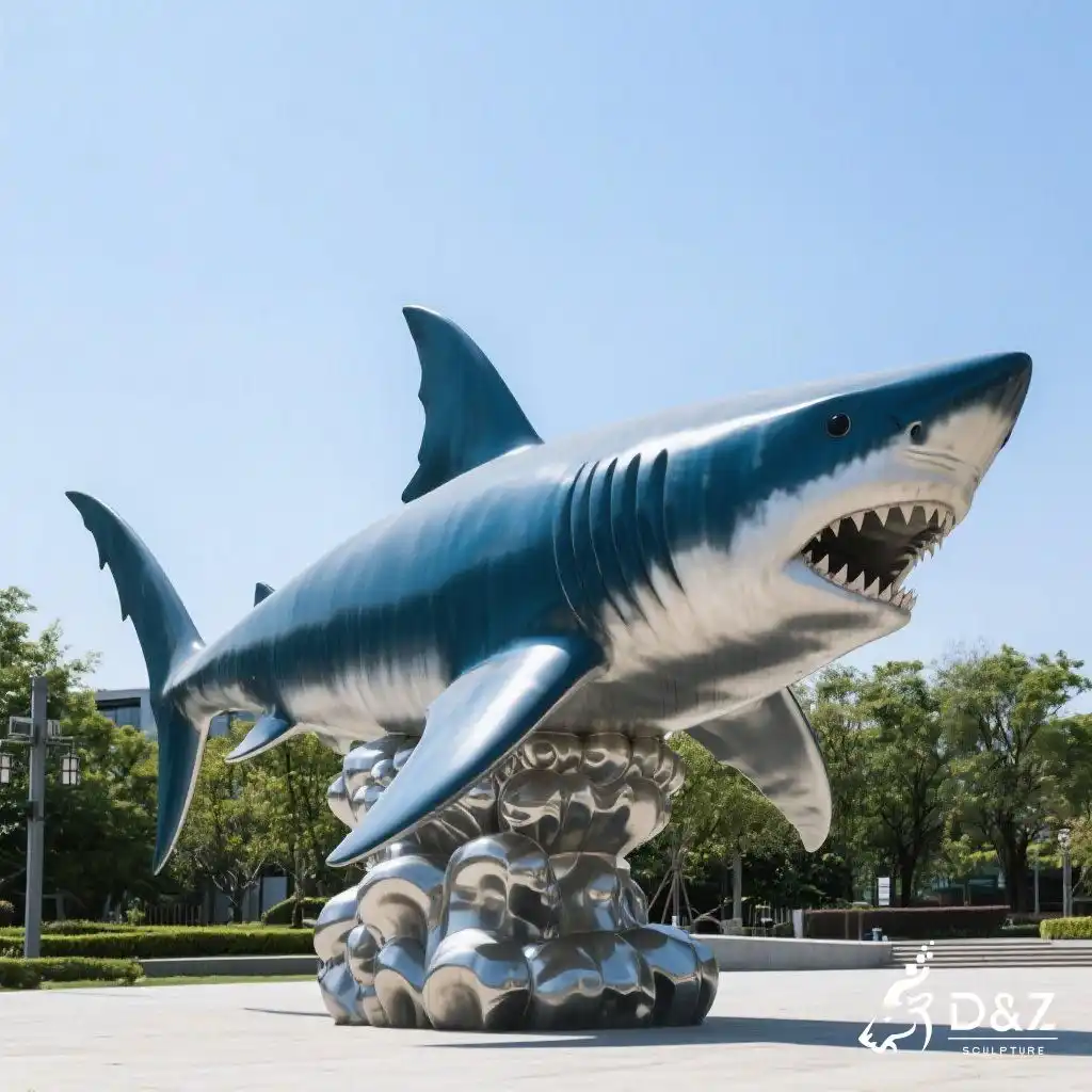 Large Metal Shark Sculpture | Outdoor Animal Art DZN260-6