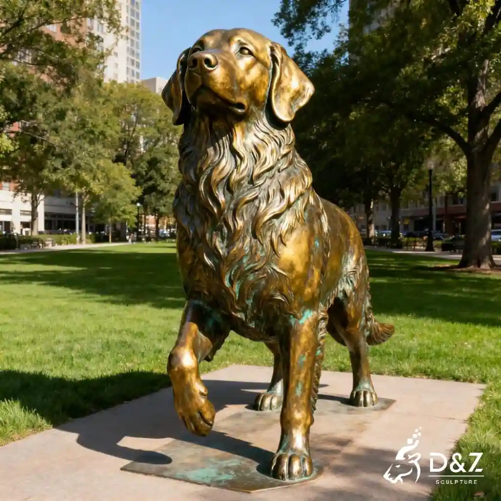 Bronze Golden Retriever Statue Dog Memorial Art DZN289-2 Bronze Golden Retriever Statue Dog Memorial Art DZN289-2