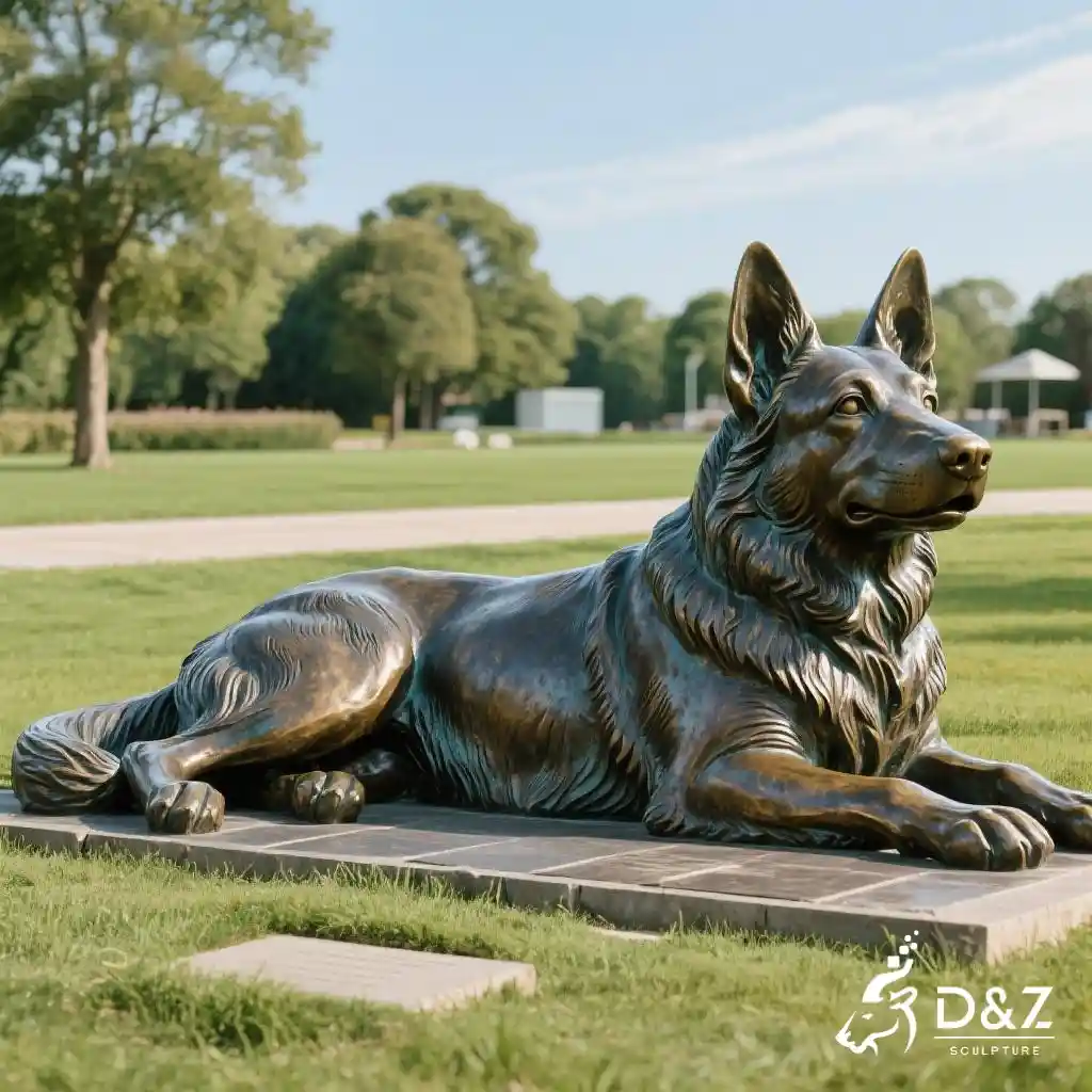 Bronze German Shepherd Statue Large Outdoor Dog Art DZN291-4 Bronze German Shepherd Statue Large Outdoor Dog Art DZN291-4