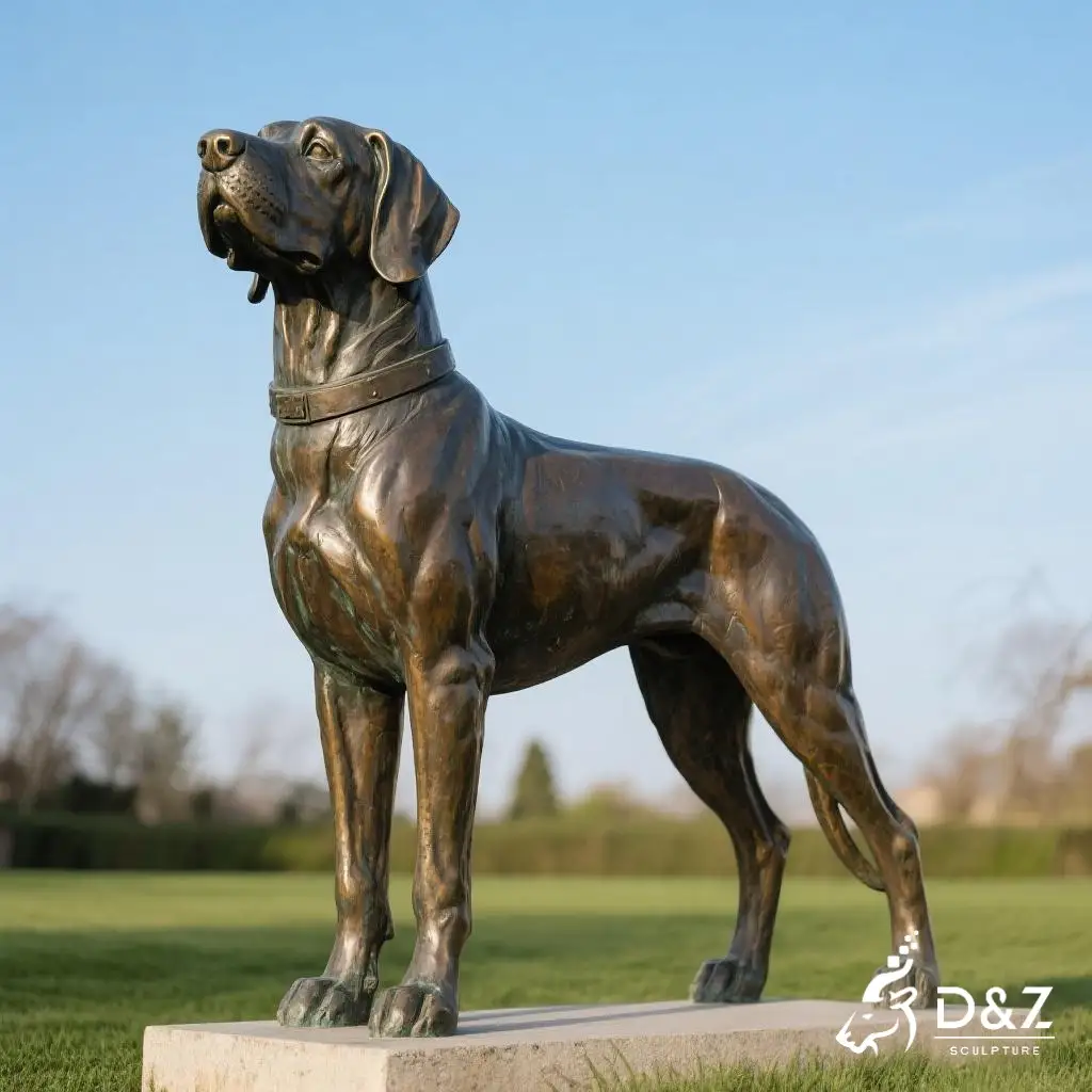 Large Bronze Great Dane Statue Garden Decor DZN292-2