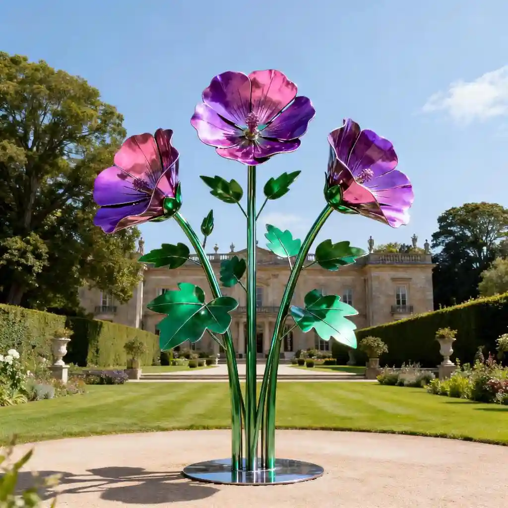 Garden Mallow Stainless Steel Flower Sculpture DZN284 Garden Mallow Stainless Steel Flower Sculpture DZN284-1
