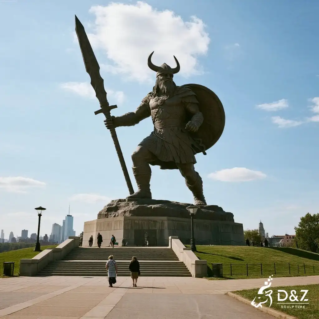 Large Bronze Viking Statue - Outdoor Warrior Sculpture DZN279-7