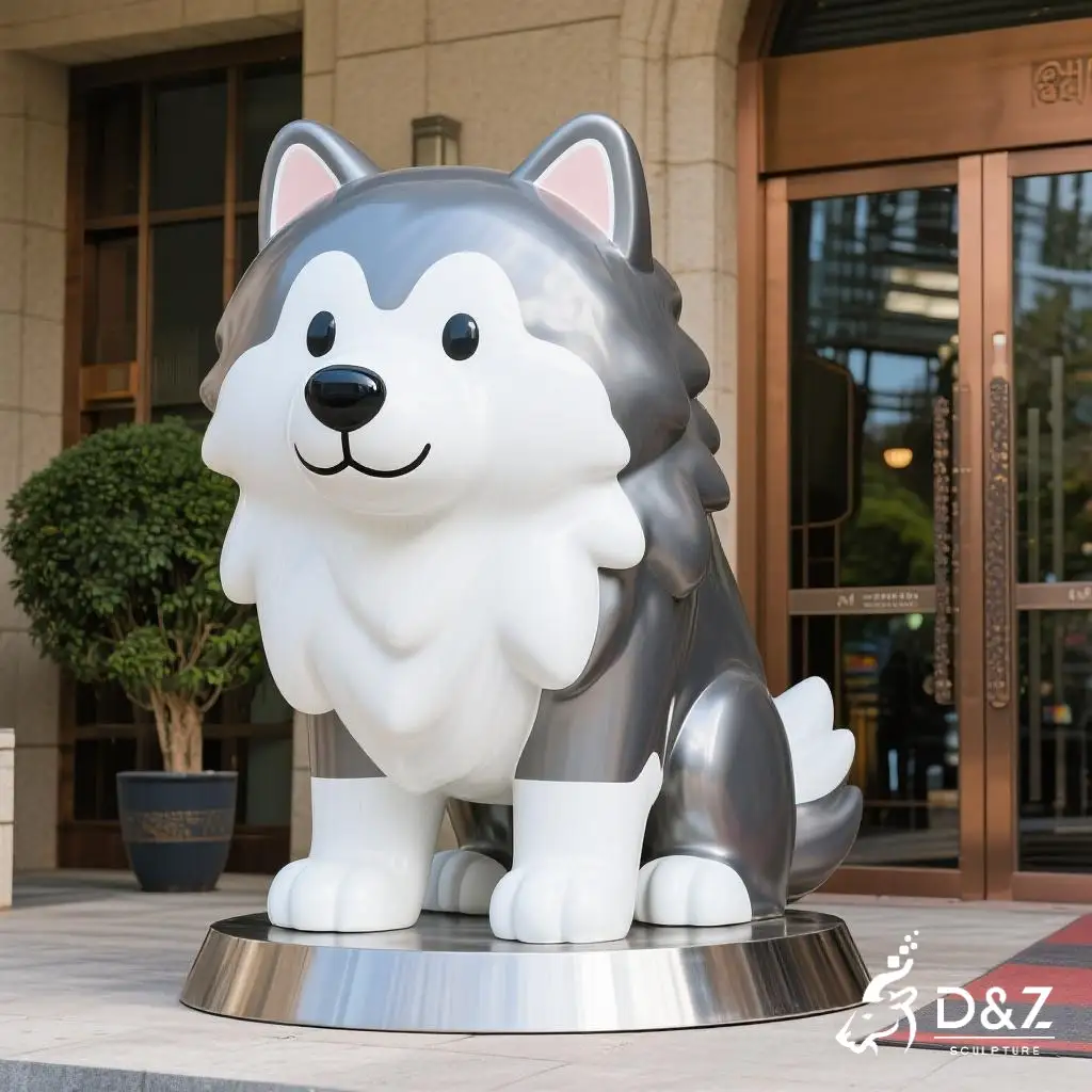 Large Metal Cute Alaskan Malamute Sculpture for Sale DZN-293 Large Metal Cute Alaskan Malamute Sculpture for Sale DZN-293-3