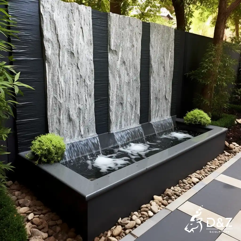 Marble wall fountain with waterfall feature, crafted in premium natural marble, timeless finish, private residences and commercial projects-3