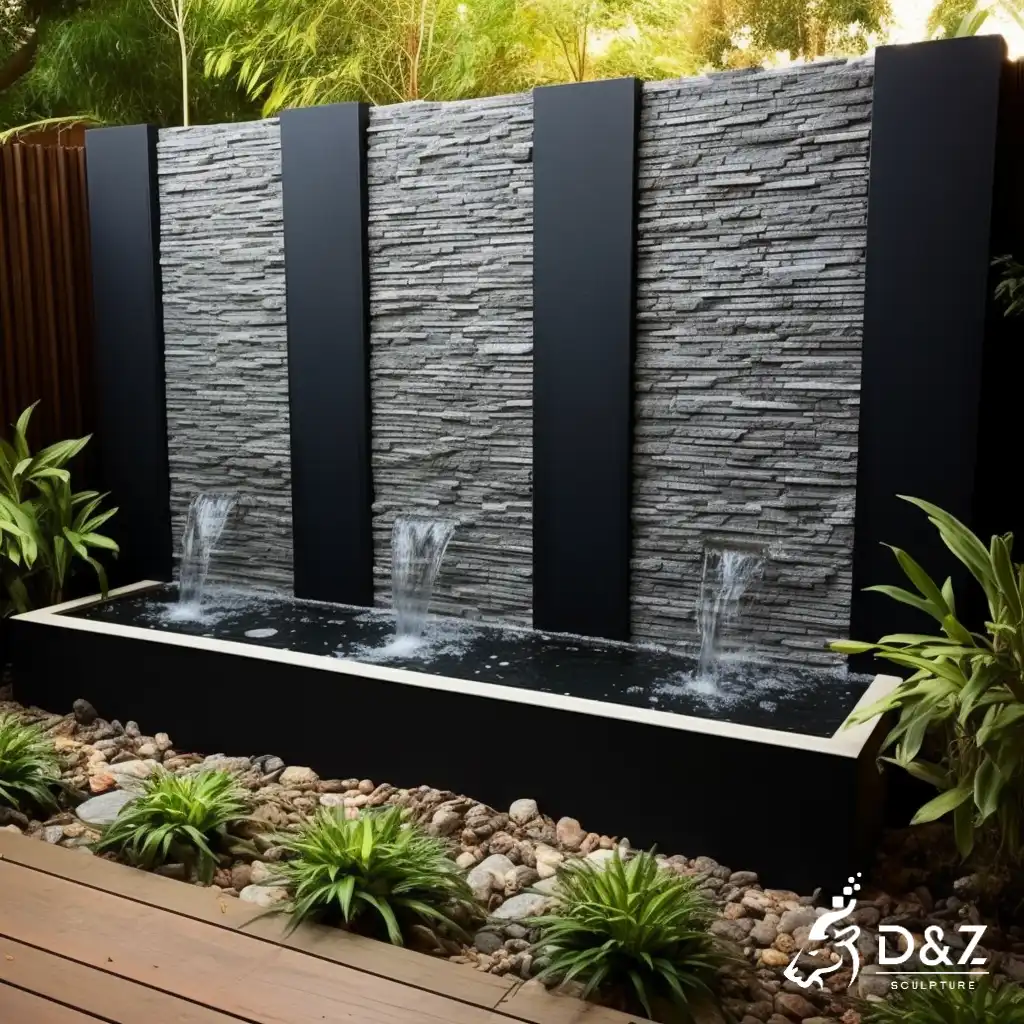 Marble wall fountain with waterfall feature, crafted in premium natural marble, timeless finish, private residences and commercial projects-4