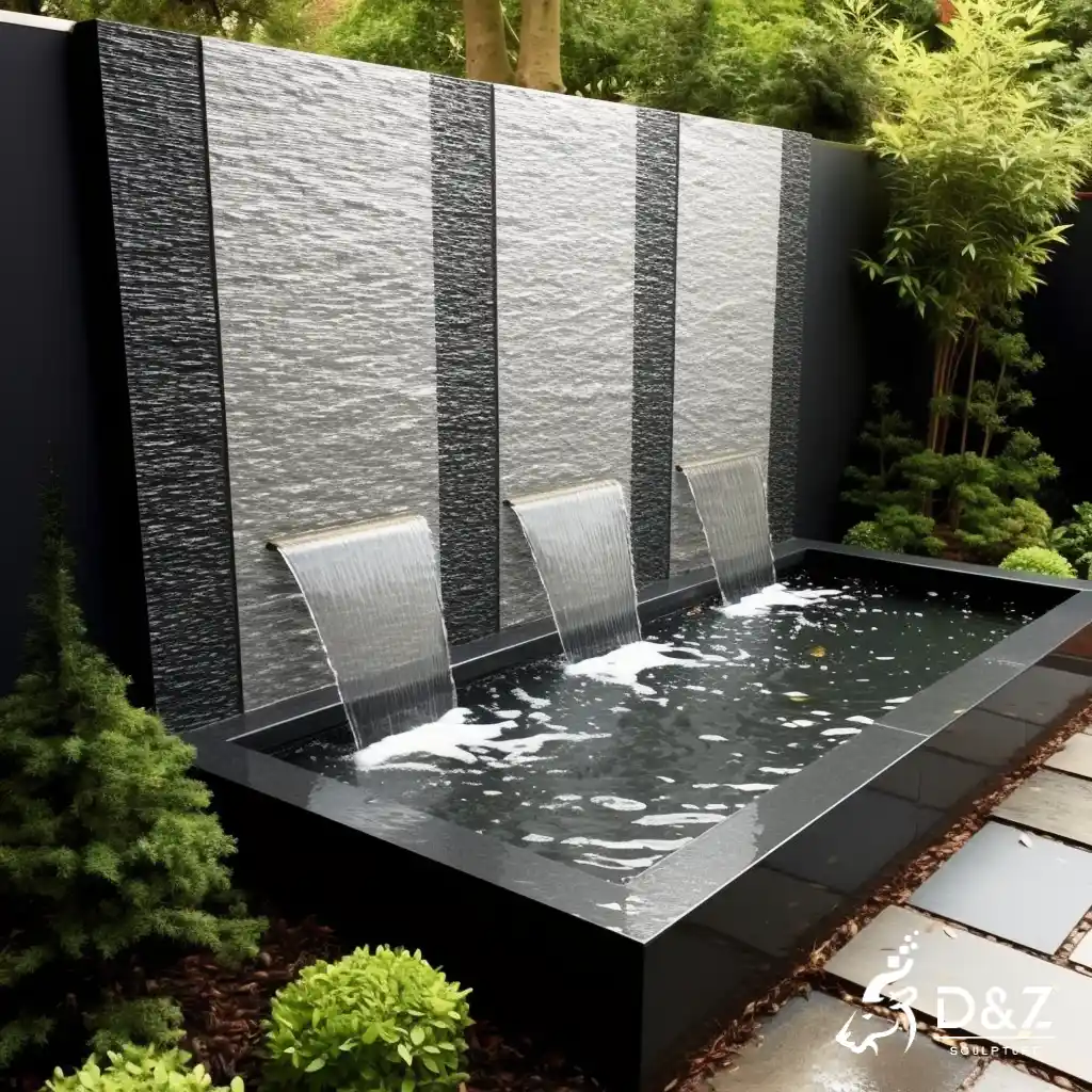 Marble wall fountain with waterfall feature, crafted in premium natural marble, timeless finish, private residences and commercial projects-6