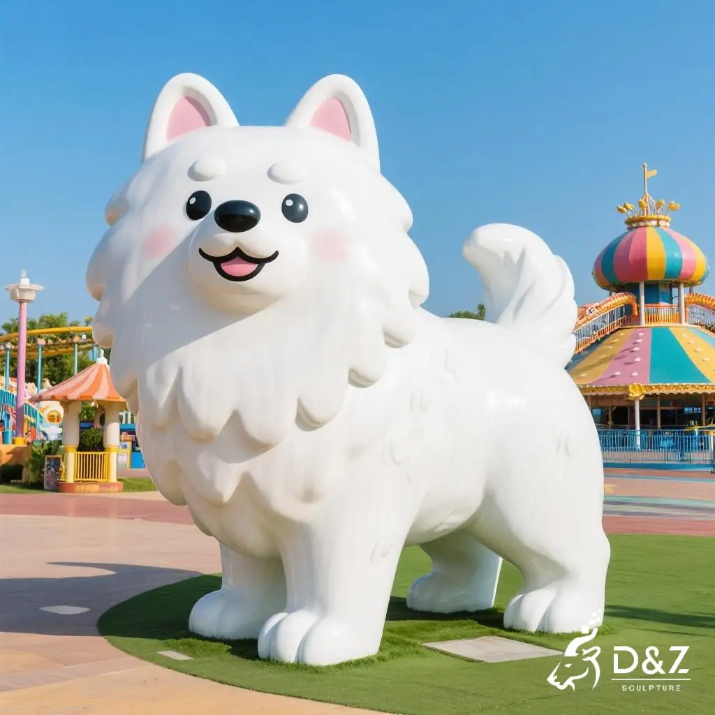 Large Metal Samoyed Sculpture for Playgrounds DZN-294-6