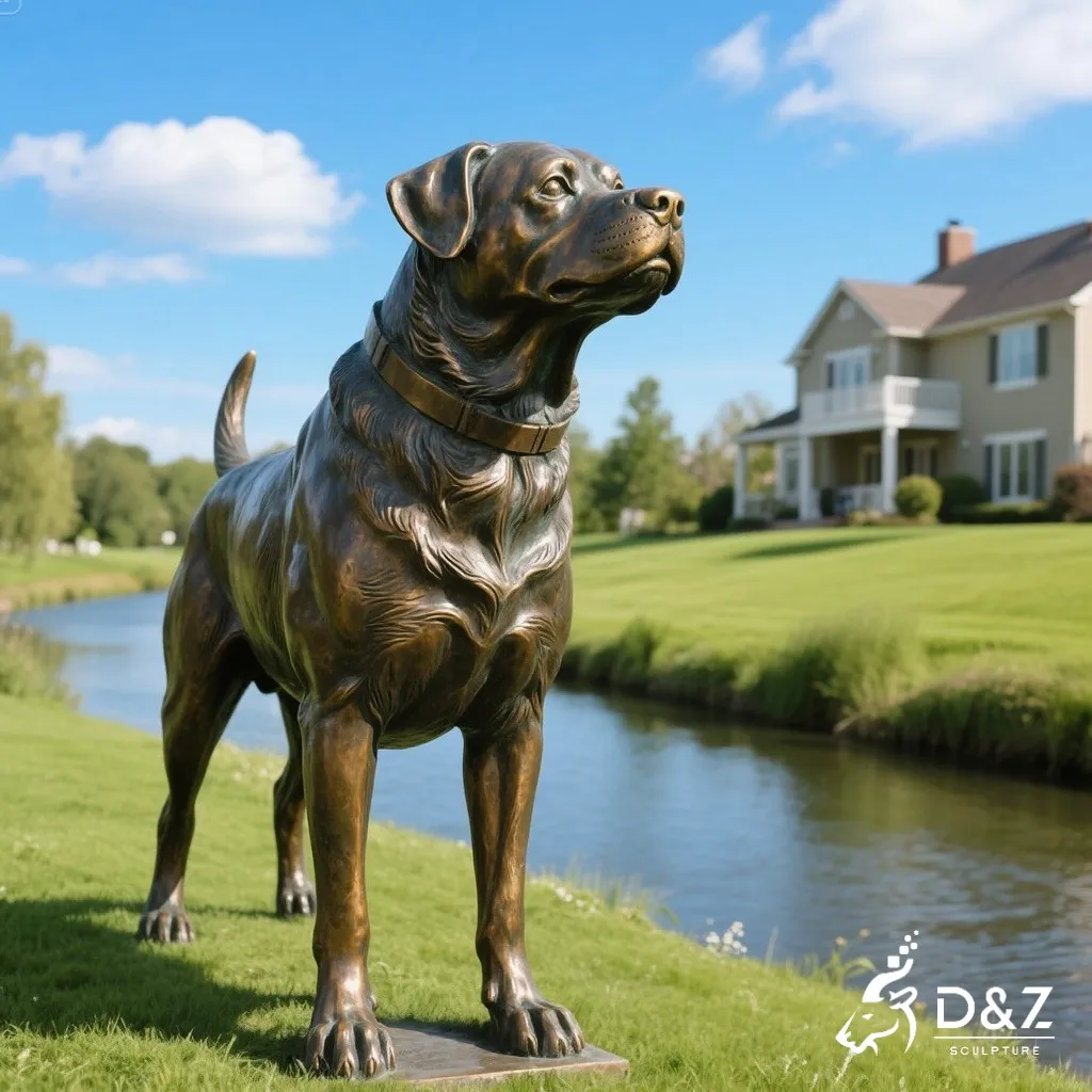 Large Bronze Rottweiler Statue for Garden DZN295 Large bronze Rottweiler statue, cast by lost-wax method, polished surface, outdoor garden decoration -2