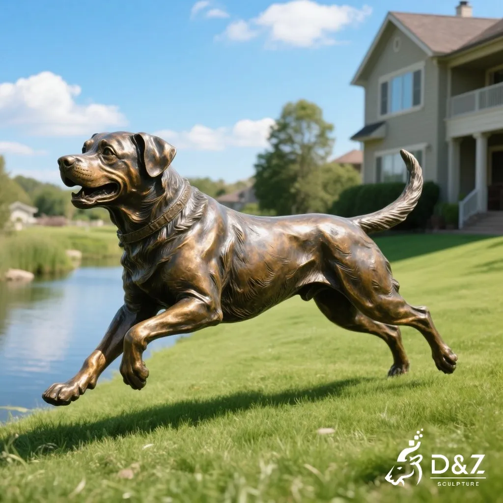Large Bronze Rottweiler Statue for Garden DZN295 Large bronze Rottweiler statue, cast by lost-wax method, polished surface, outdoor garden decoration -3