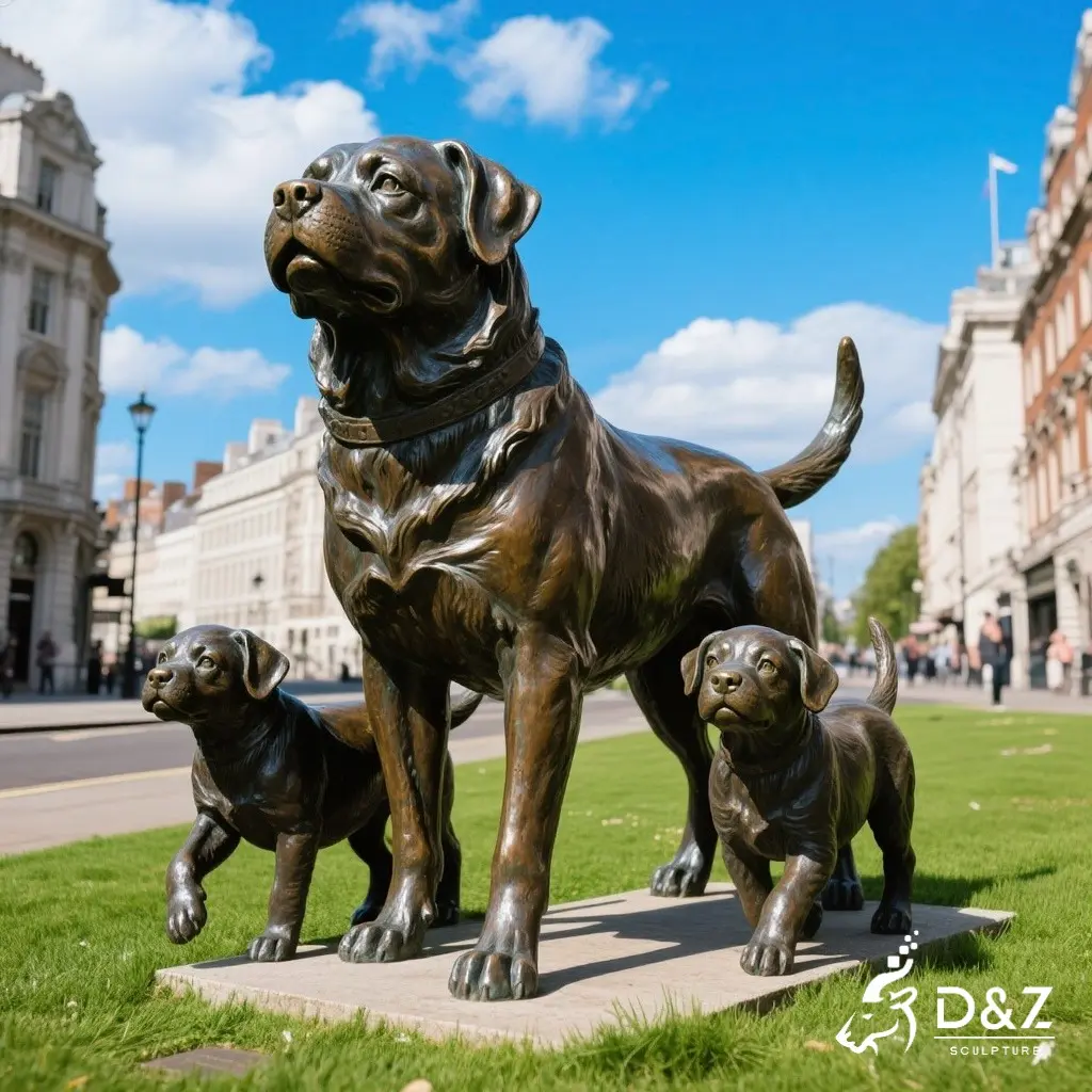 Large Bronze Rottweiler Statue for Garden DZN295 Large bronze Rottweiler statue, cast by lost-wax method, polished surface, outdoor garden decoration -5