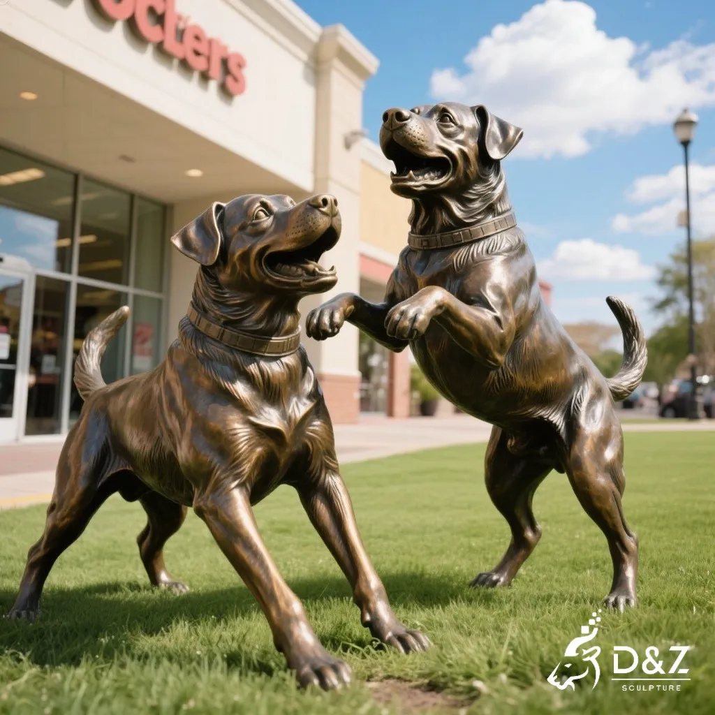 Large Bronze Rottweiler Statue for Garden DZN295 Large bronze Rottweiler statue, cast by lost-wax method, polished surface, outdoor garden decoration -7