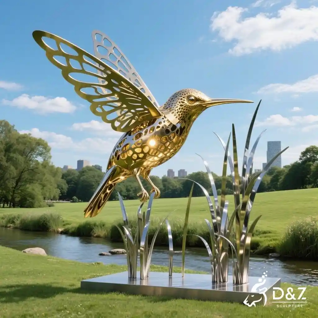 Large Metal Hummingbird Sculpture Modern Outdoor Art DZN288-3
