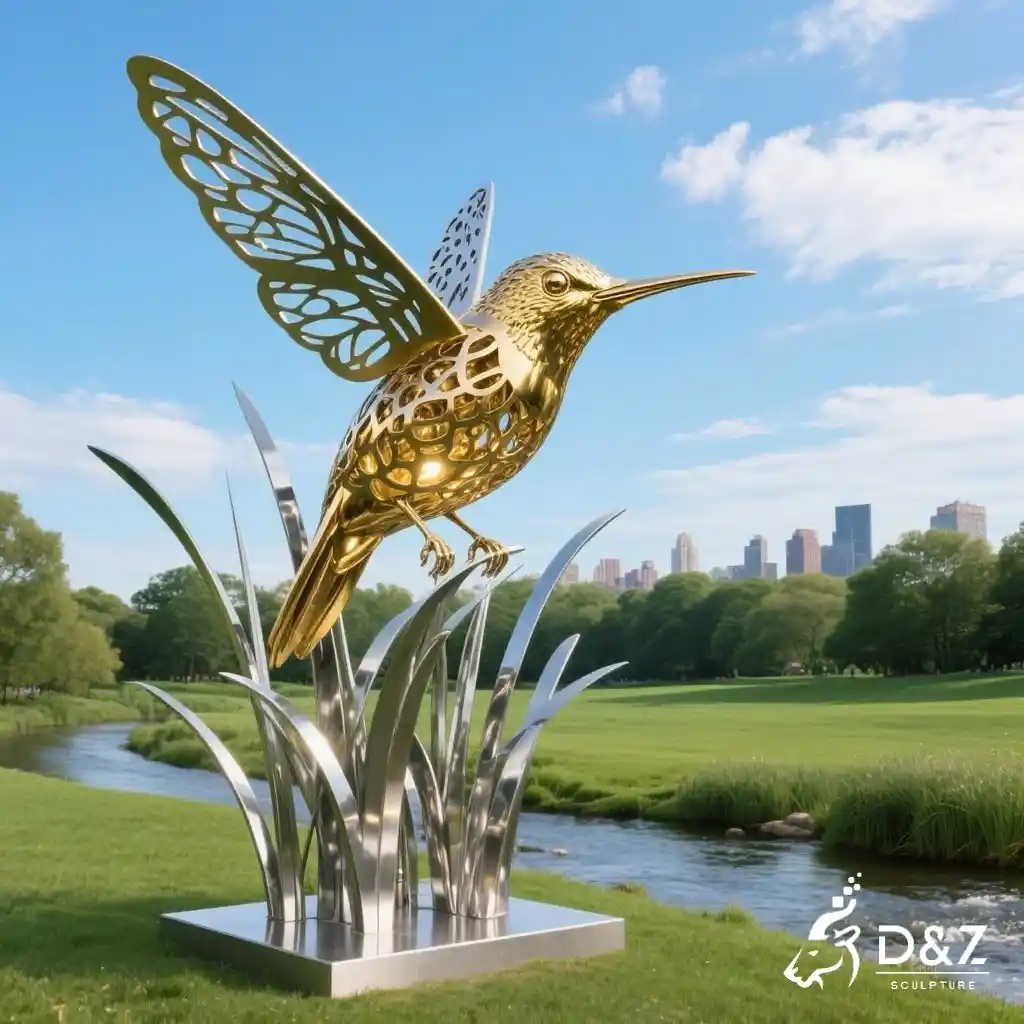 Large Metal Hummingbird Sculpture Modern Outdoor Art DZN288-4