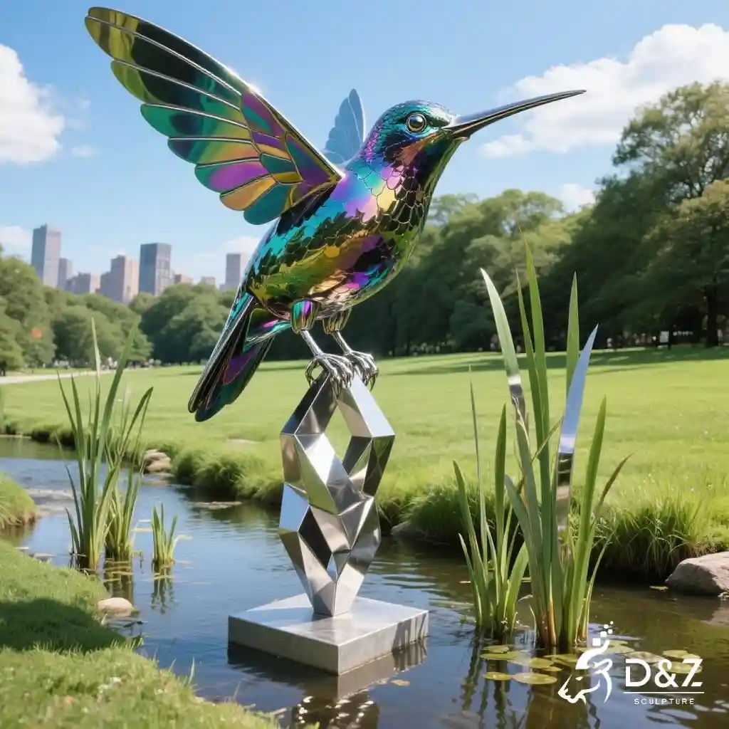 Large Metal Hummingbird Sculpture Modern Outdoor Art DZN288-5