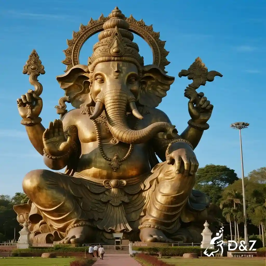 Indian Bronze Ganesha Statue Large Hindu God Ganesh DZN280-3