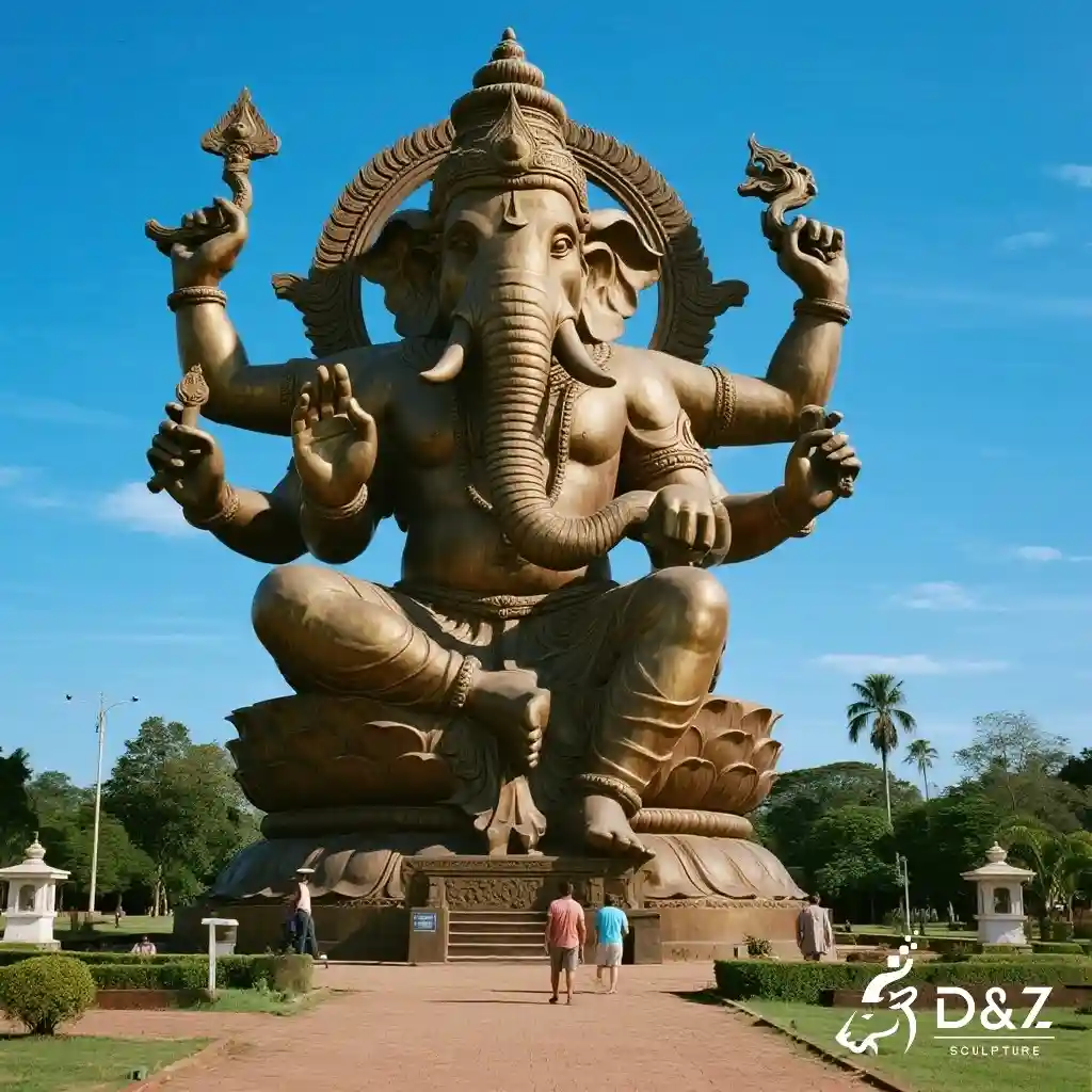 Indian Bronze Ganesha Statue Large Hindu God Ganesh DZN280-4