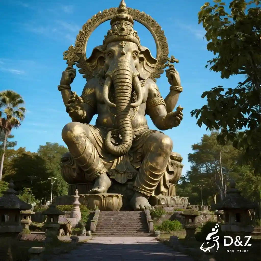 Indian Bronze Ganesha Statue Large Hindu God Ganesh DZN280-5