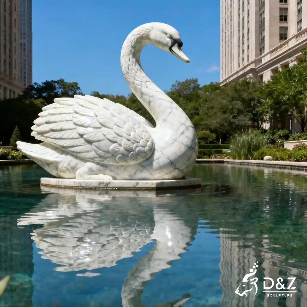 Large Elegant Marble Swan Statue for Garden DZN281-1