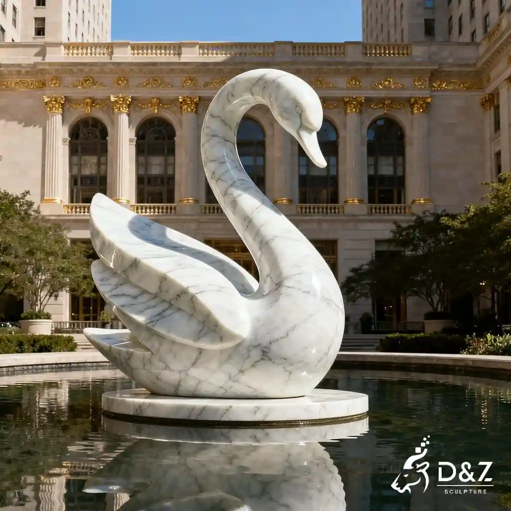 Large Elegant Marble Swan Statue for Garden DZN281-2