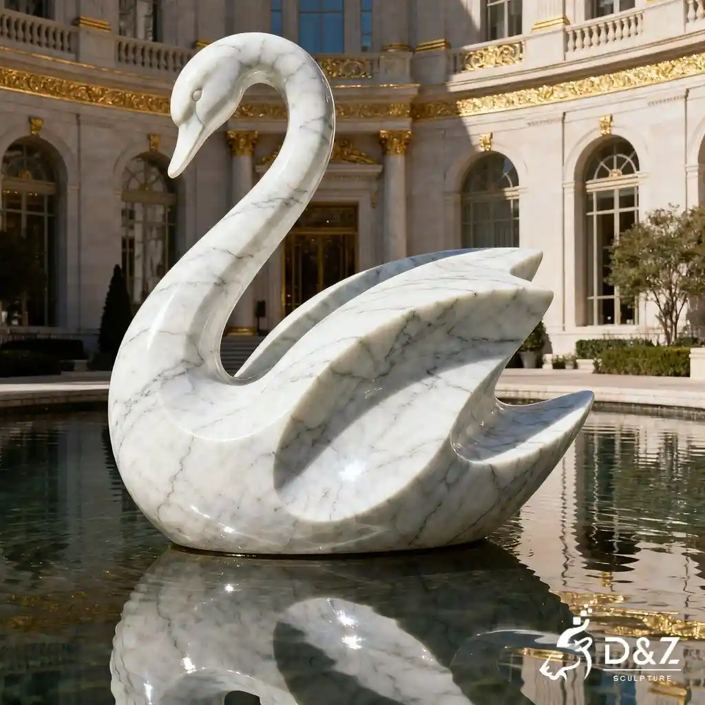 Large Elegant Marble Swan Statue for Garden DZN281-3