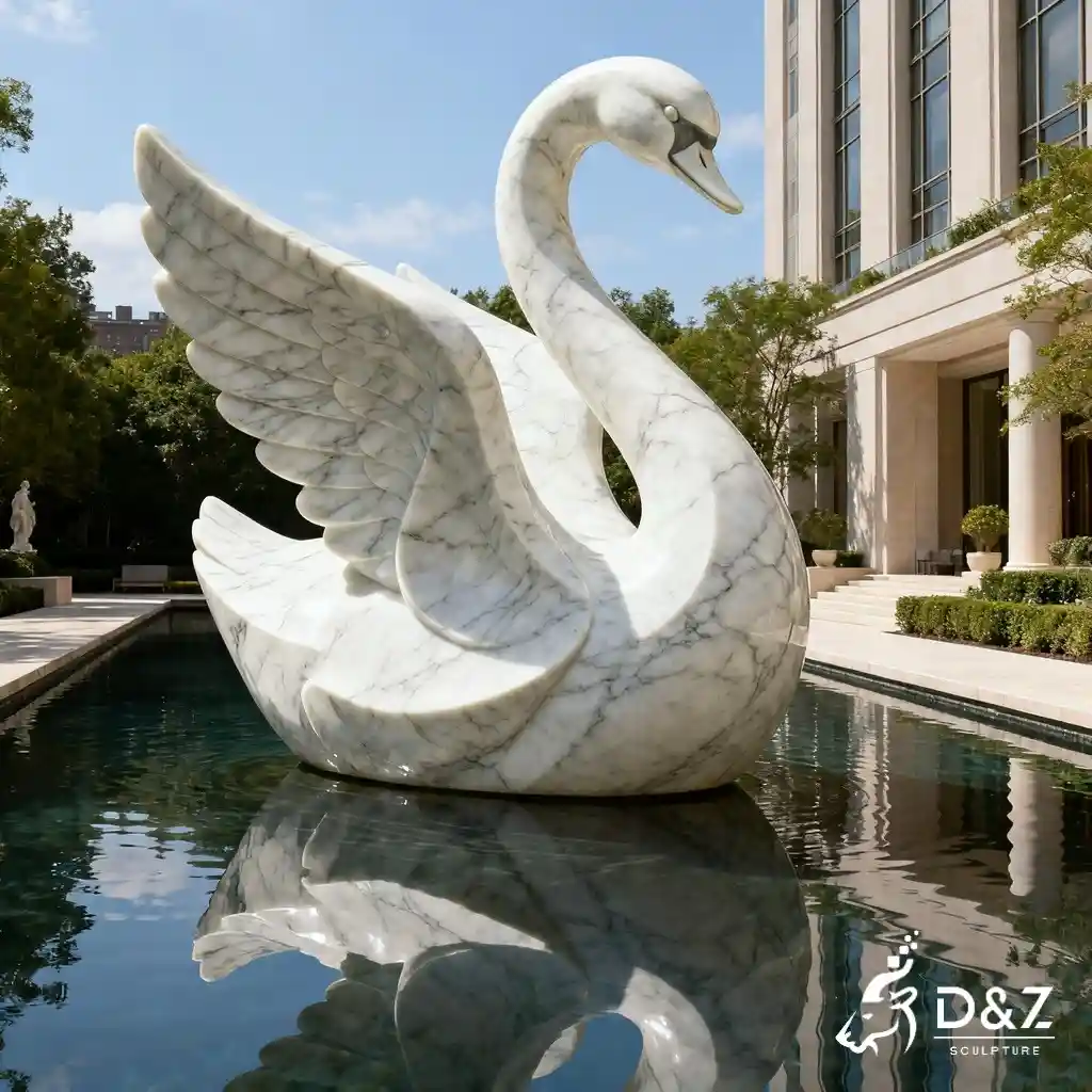 Large Elegant Marble Swan Statue for Garden DZN281-4