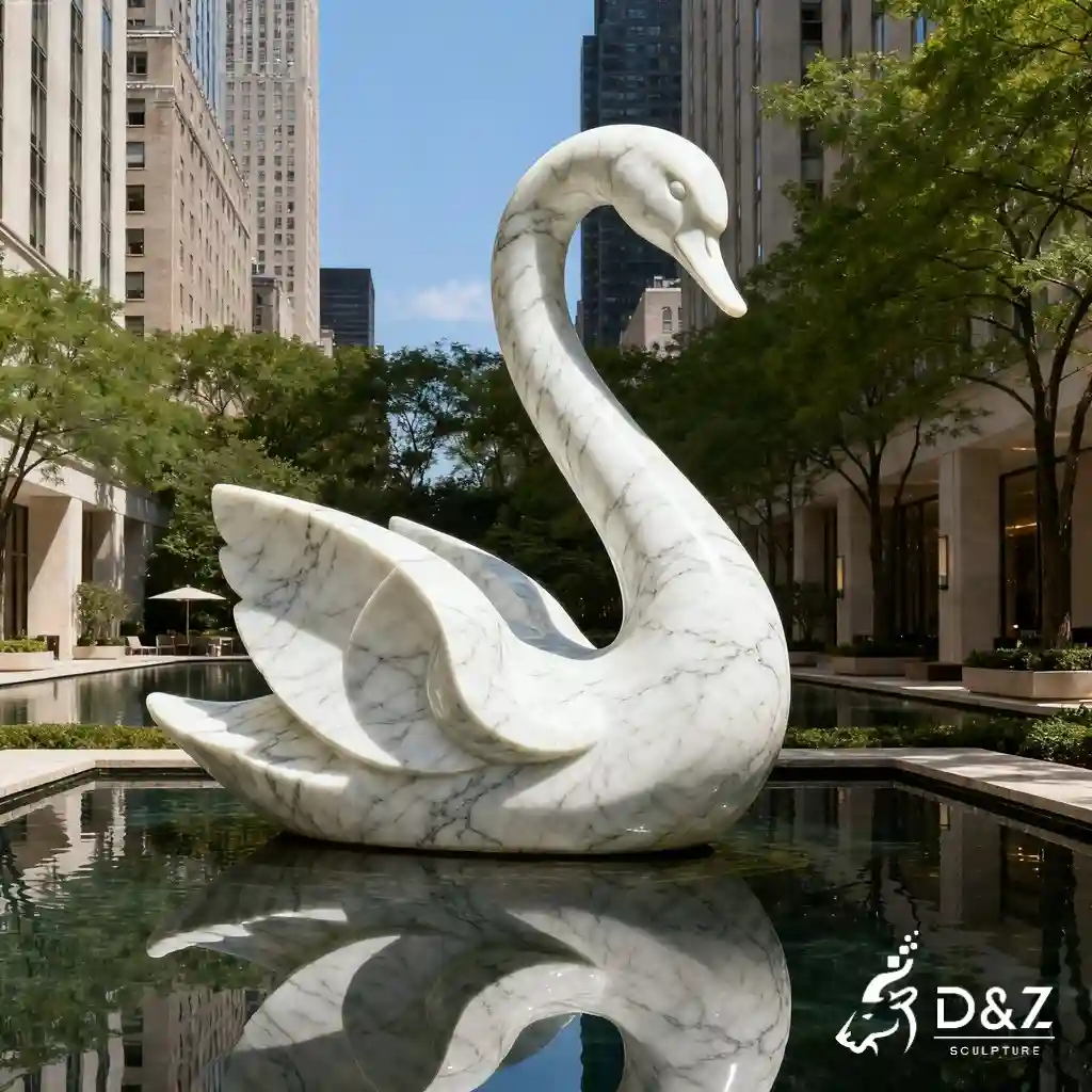 Large Elegant Marble Swan Statue for Garden DZN281-5