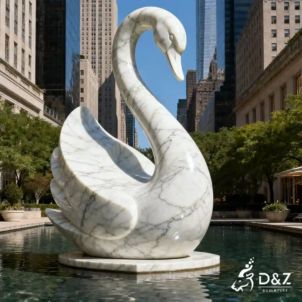 Large Elegant Marble Swan Statue for Garden DZN281-7