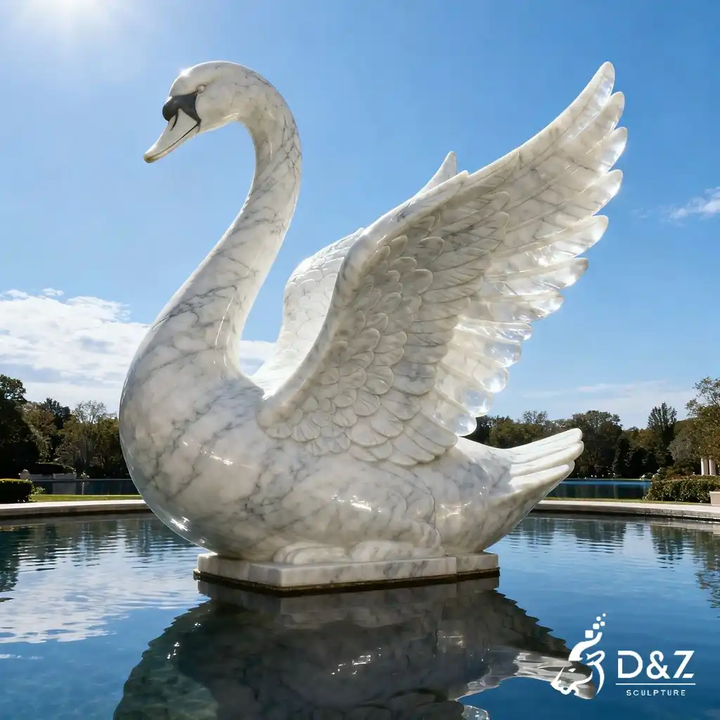 Large Elegant Marble Swan Statue for Garden DZN281-8