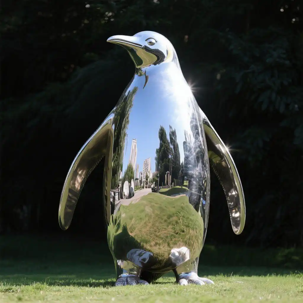 Outdoor Metal Penguin Sculpture‌ Stainless Steel Decor DZ-66