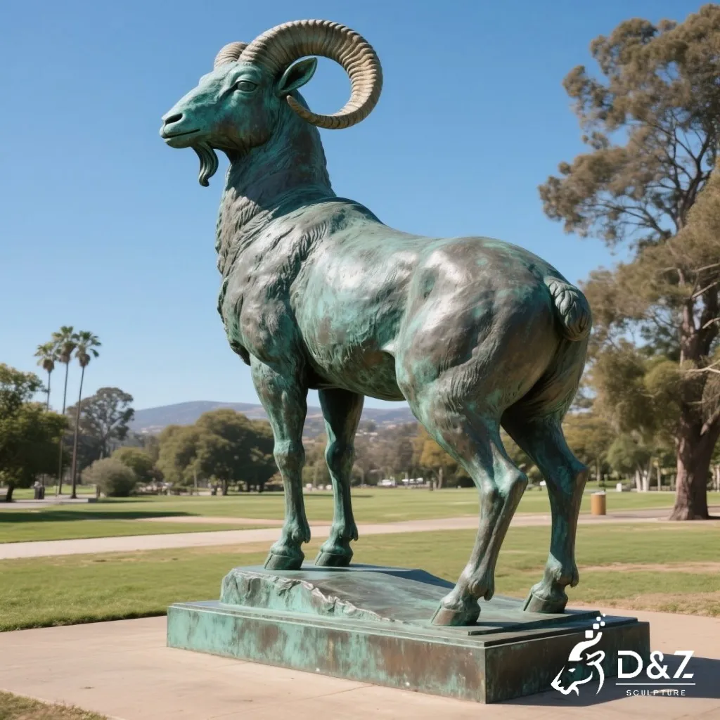 Large Outdoor Bronze Ram Bighorn Sheep Statue DZN338 13 Large bronze bighorn sheep statue, cast by lost-wax method, outdoor and indoor decoration-2