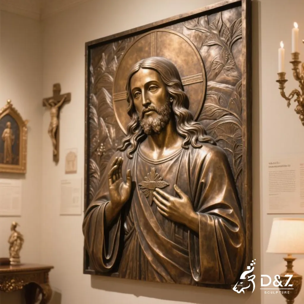 Bronze Jesus Wall Sculpture Religious Art for Church DZN340 15 Large bronze Jesus wall sculpture, cast by lost-wax method, outdoor and indoor decoration-2