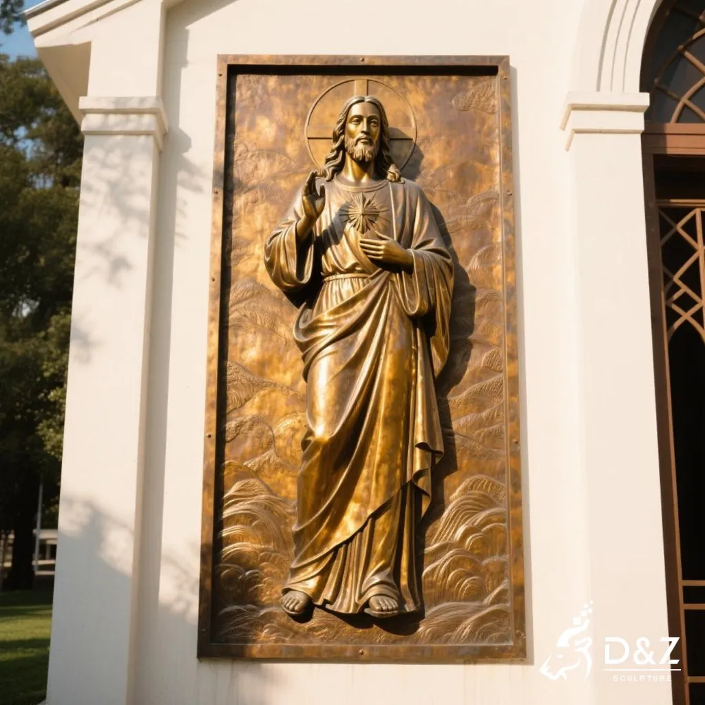 Bronze Jesus Wall Sculpture Religious Art for Church DZN340 10 Large bronze Jesus wall sculpture, cast by lost-wax method, outdoor and indoor decoration-3