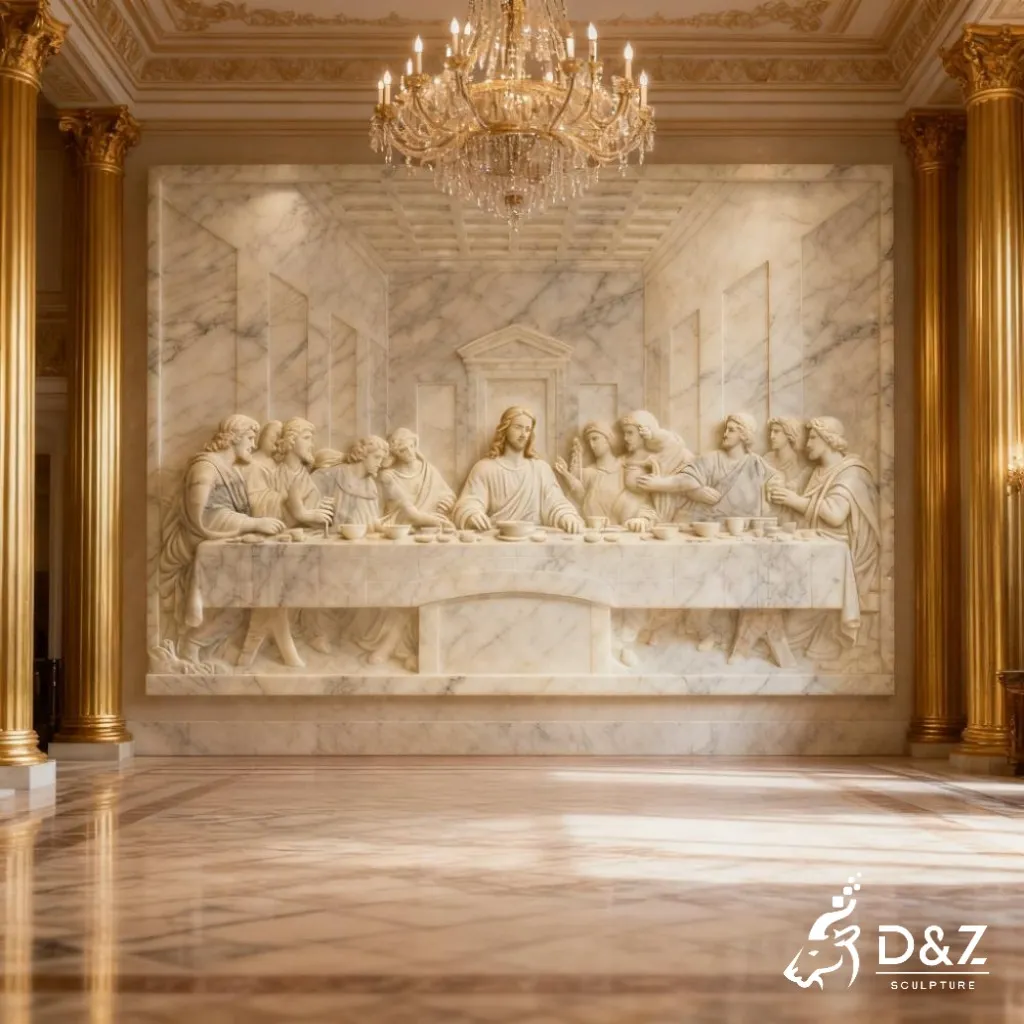 Famous Marble Last Supper Wall Sculpture for Church DZN343 10 Marble Last Supper wall sculpture, crafted in premium natural marble, timeless finish, indoor and outdoor installation-4