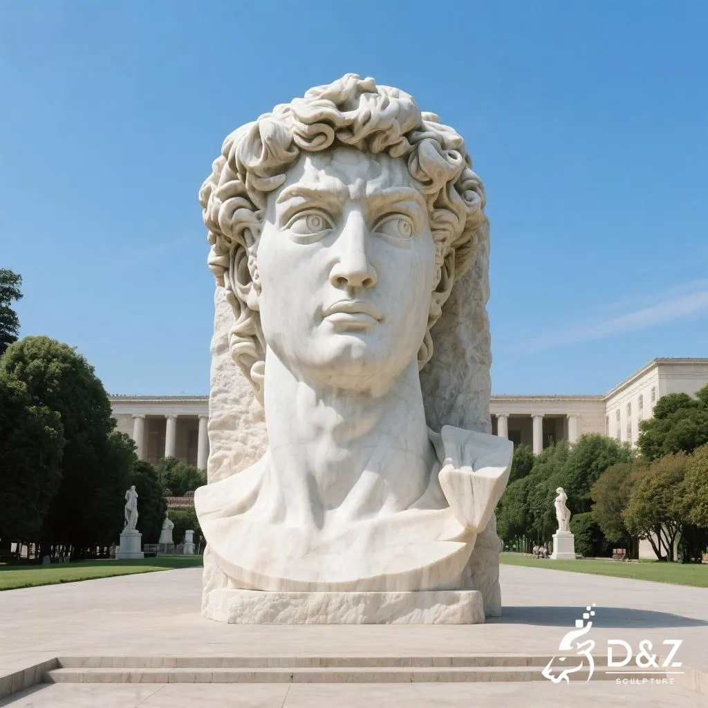 Custom modern two-face sculpture, crafted in stainless steel, mirror polished surface, gardens, villas, museums, plazas, or hotels-11