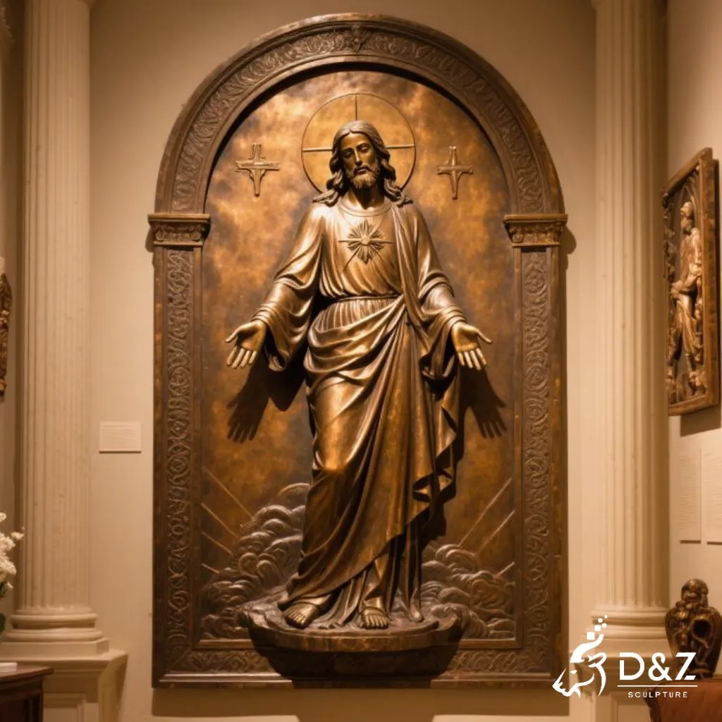 Bronze Jesus Wall Sculpture Religious Art for Church DZN340 13 Large bronze Jesus wall sculpture, cast by lost-wax method, outdoor and indoor decoration-5