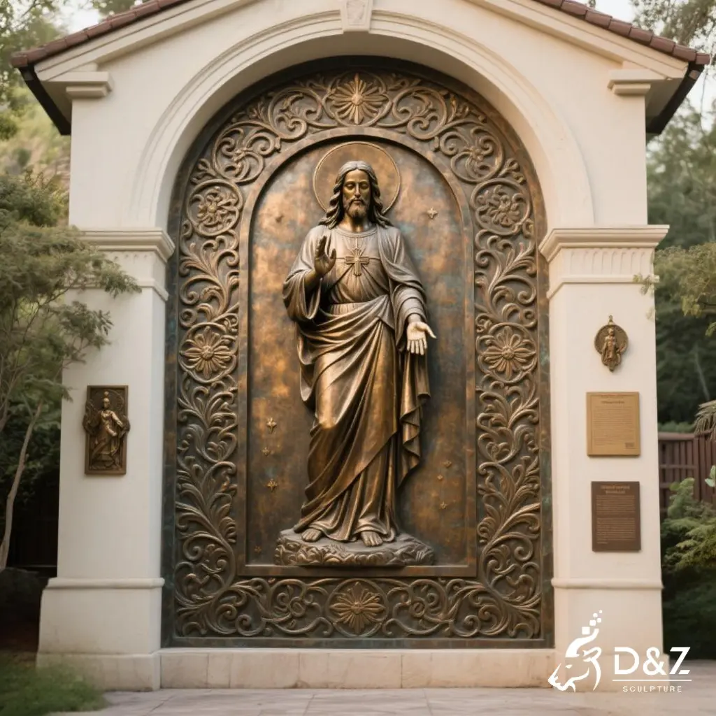 Bronze Jesus Wall Sculpture Religious Art for Church DZN340 14 Large bronze Jesus wall sculpture, cast by lost-wax method, outdoor and indoor decoration-6
