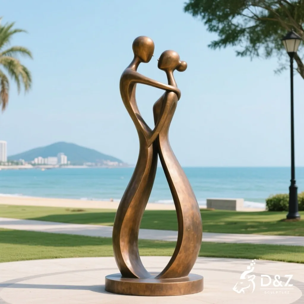 Romantic Sweet Bronze Love Couple Sculpture in Love DZN350 Large bronze love couple sculpture, cast by lost-wax method, outdoor and indoor decoration-2