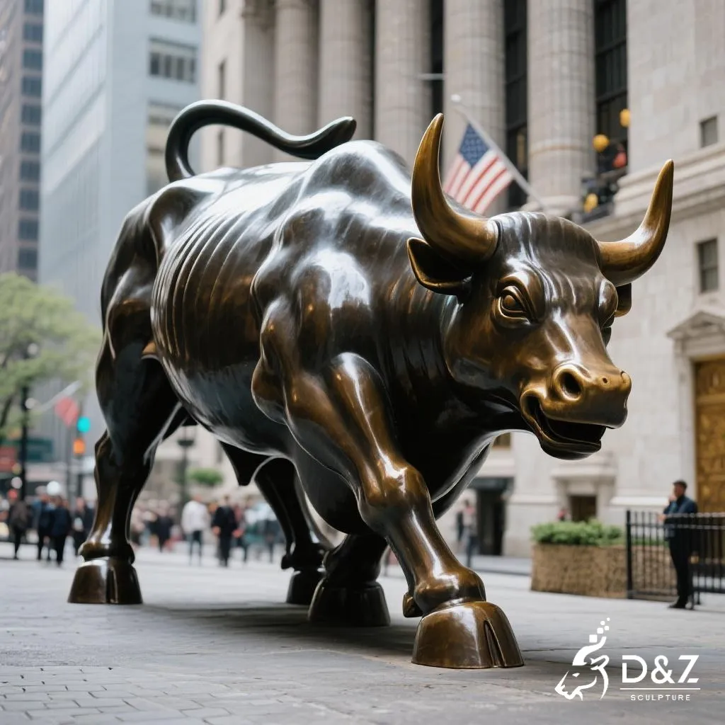 Large Bronze Charging Wall Street Bull Statue for Sale DZN317 11 Large bronze wall street bull statue, cast by lost-wax method, polished surface, outdoor public decoration-3