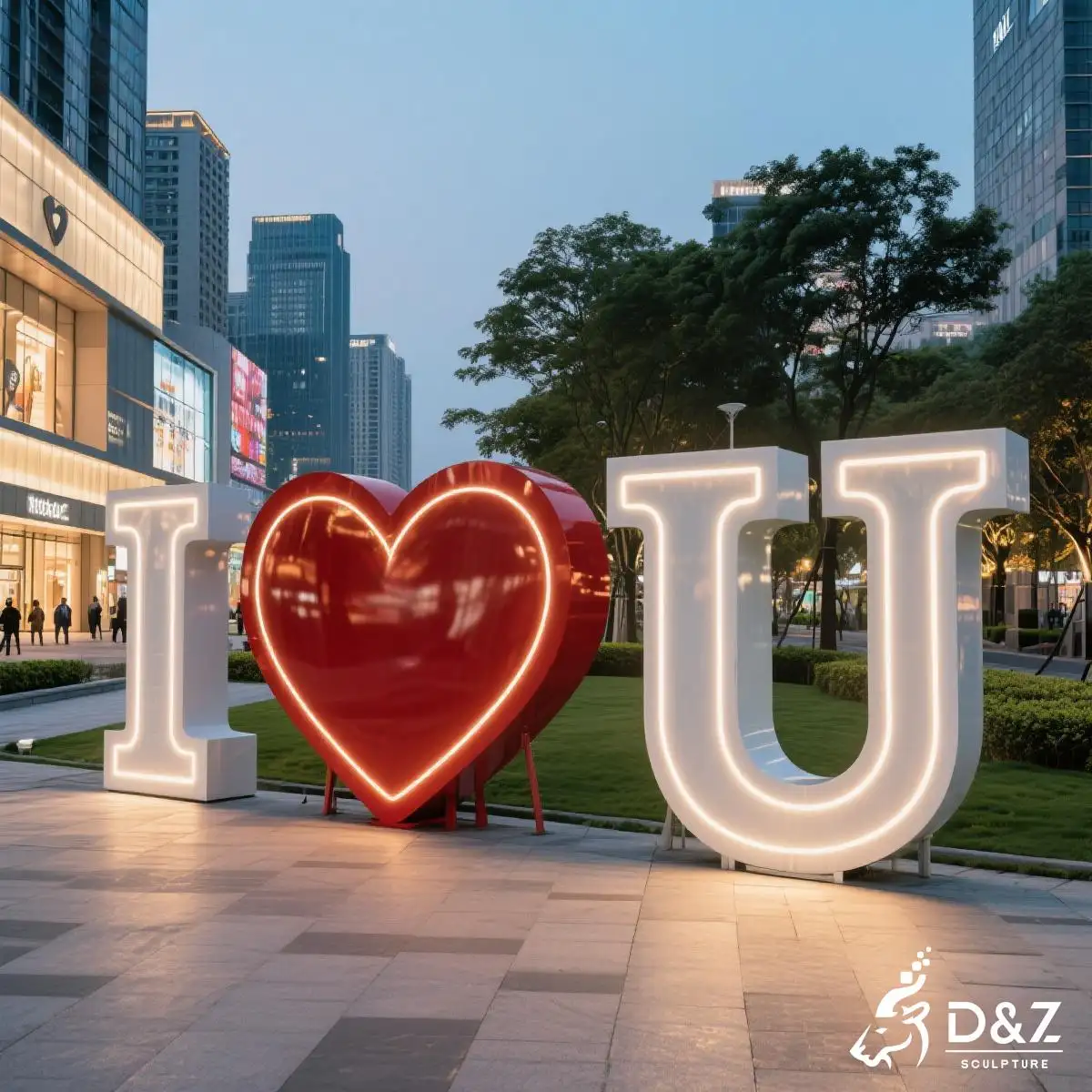 D&Z 21 Unique Love Sculpture Artworks Express Charming Love Customize love sculpture, crafted by metal, bronze, Corten, or marble, perfect for indoor and outdoor spaces-3