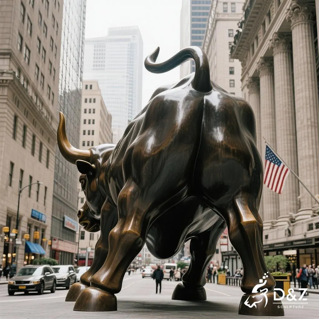 Large Bronze Charging Wall Street Bull Statue for Sale DZN317 13 Large bronze wall street bull statue, cast by lost-wax method, polished surface, outdoor public decoration-7